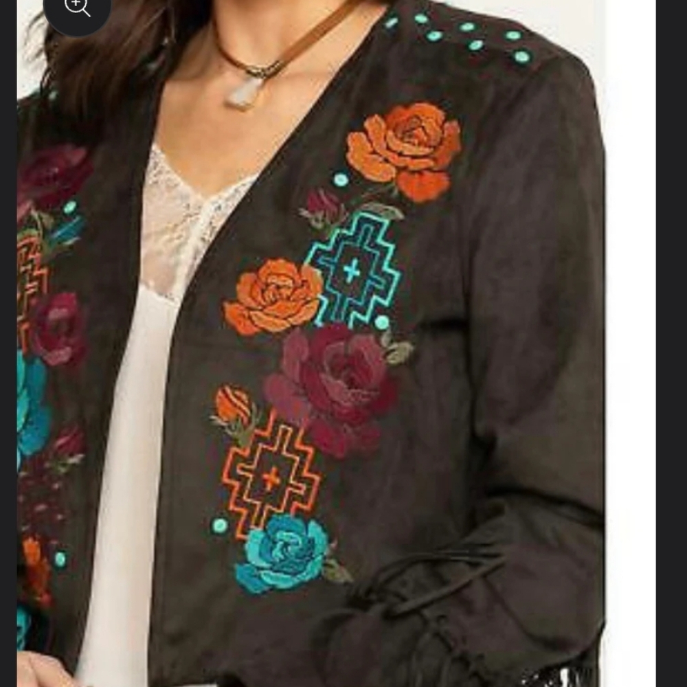 Nwot Ariat Floral Embroidered Jacket - Brown size  Small